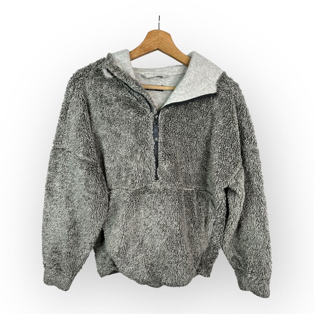 Prana Womens size Small Permafrost Half Zip Teddy Fleece Hoodie w23180516 Gray